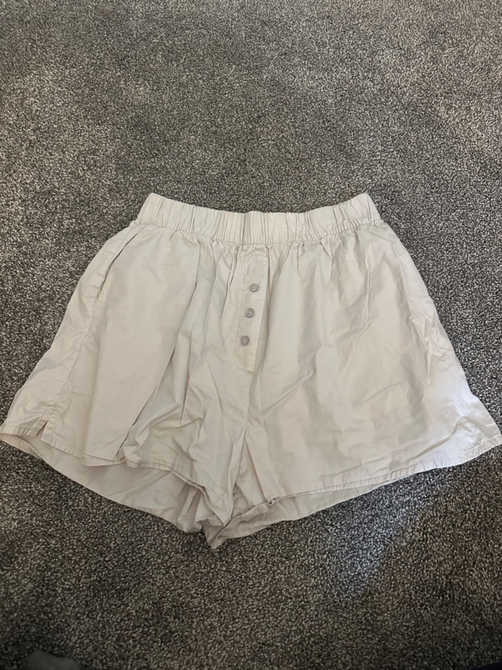 Daily Drills Light Grey Button-Front Women's Shorts